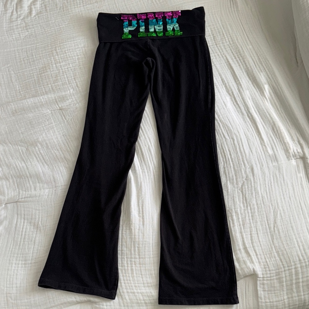 Vintage sequin fold over Pink yoga pants